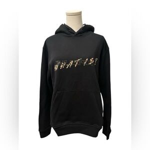 The Kooples BLACK AND LEOPARD PRINT WHAT IS SWEATSHIRT Unisex Medium $220 MSRP